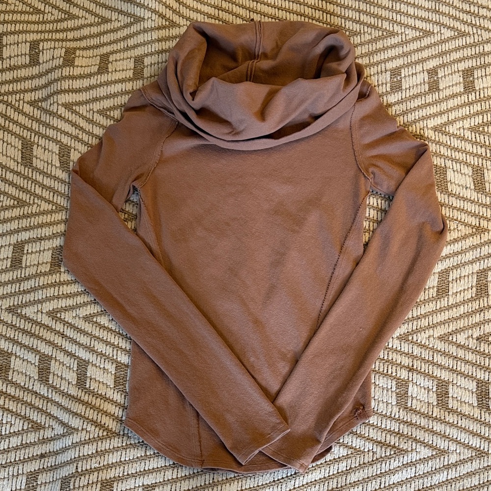 Anthro We The Free Light Brown Cowl Neck Long Sleeve size small